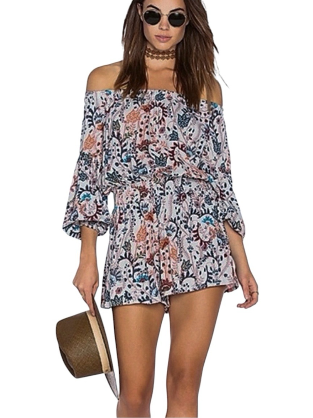 Free People Off the Shoulder Floral Romper